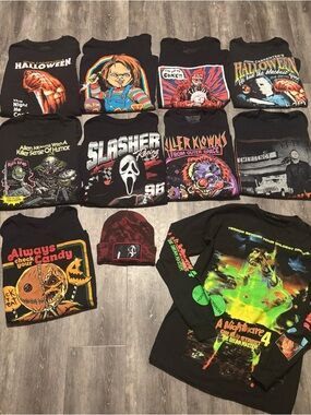 Lot Of 10 Horror Movie T Shirt Exorcist, Halloween ,Chucky, Scream, Size Small